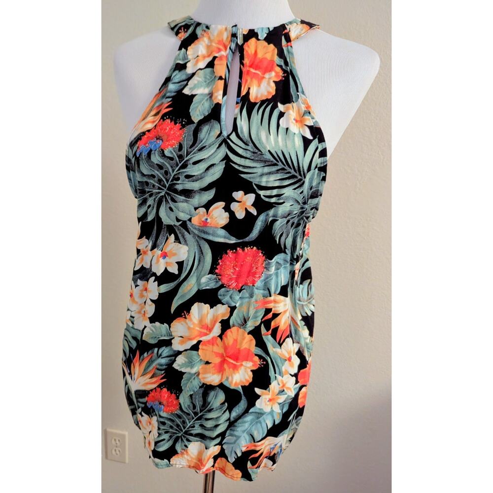 Christian Siriano New York Women's Tropical Floral Halter Tank Top Size Large...
